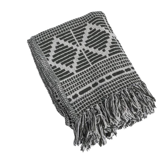 Hello Honey® Green & Beige Diamond Soft Recycled Cotton Blend Throw